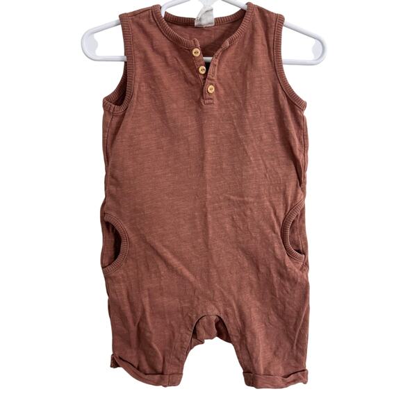 H&M Sleeveless Romper Dark Old Rose Brown Size 4-6 Months Organic Cotton - Picture 2 of 6